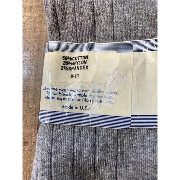 Vintage NORDSTROM Grey Ribbed Knee High Socks Set 2 Pair New Tags 9-11 Retro - Picture 9 of 15